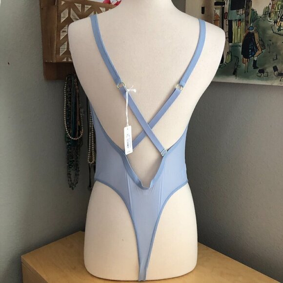 Aerie Smoothez Mesh Bodysuit in Periwinkle Light Blue - NWT's - Picture 3 of 9